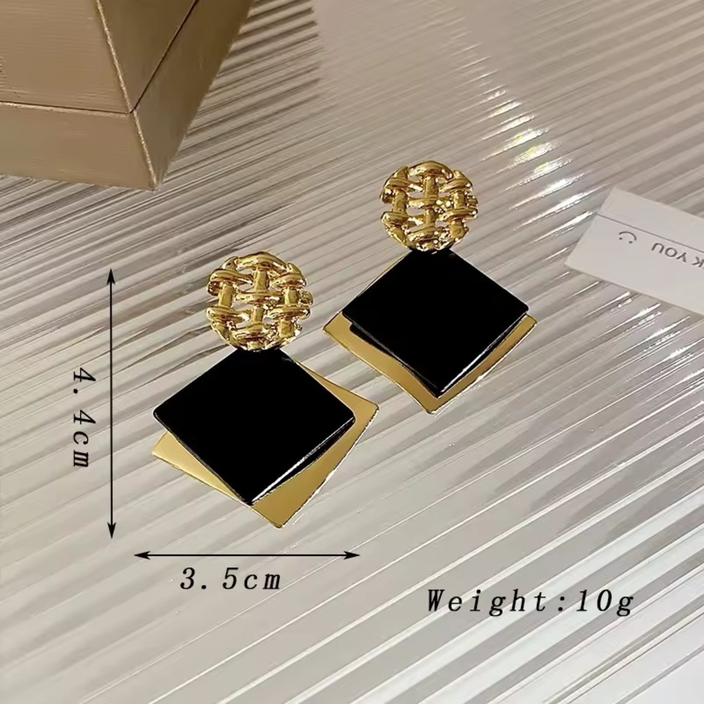 Double Color Rhombus Shape Dangle Earrings for Women - Picture 2 of 4